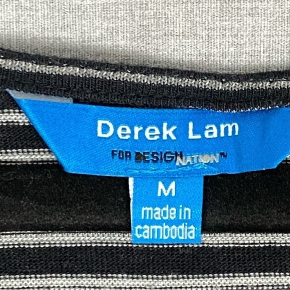 Derek Lam Dress Sz Medium Striped Drop Waist Cap Sleeves Midi Length - Picture 4 of 9